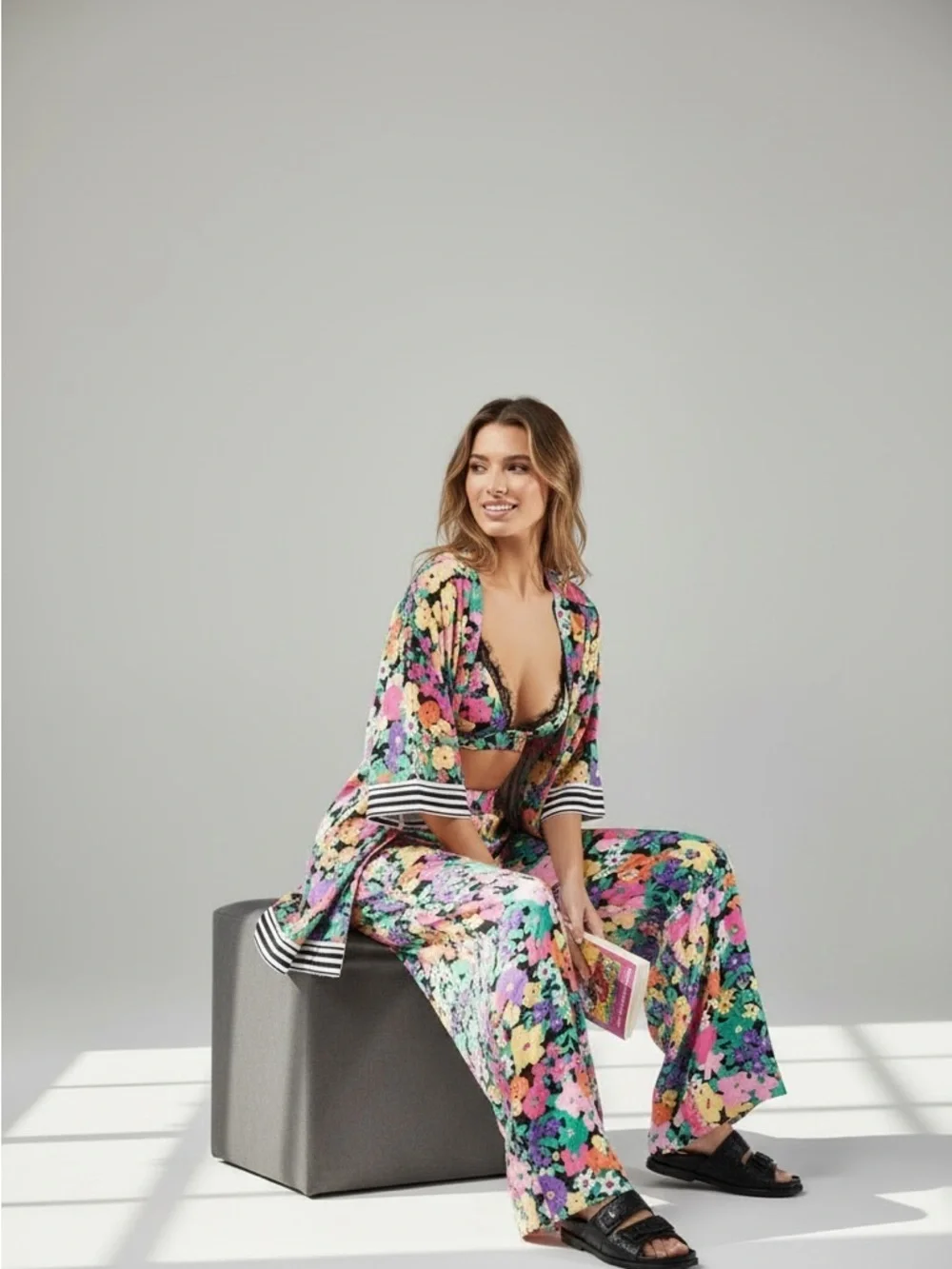 Floral Wide-Leg Pajama PANT ONLY  - Multicolor - Picture 2 of 2